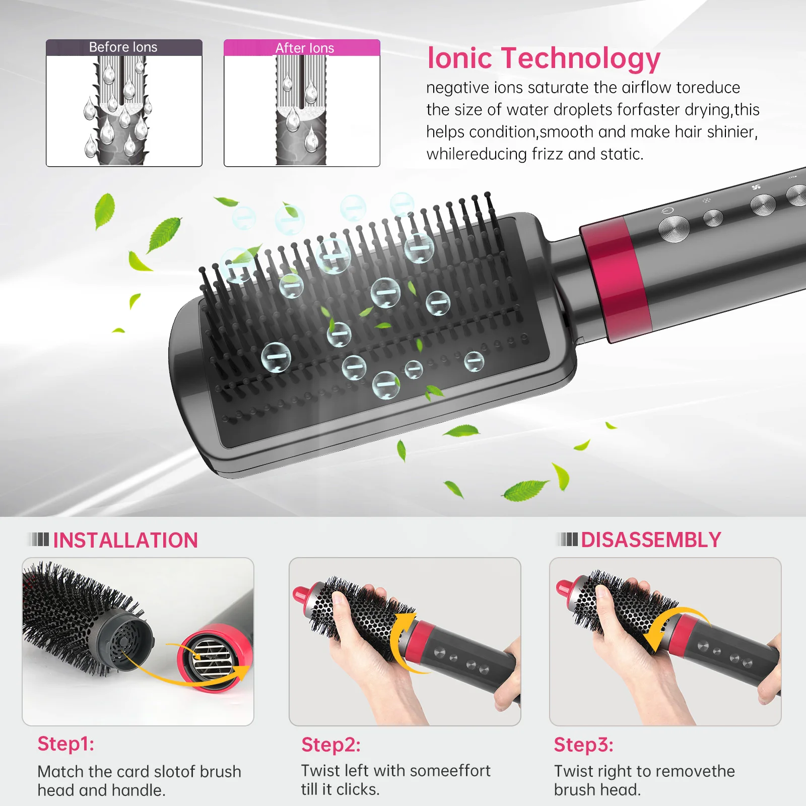 Многофункциональный фен для волос с отрицательными ионами холодного и горячего воздуха