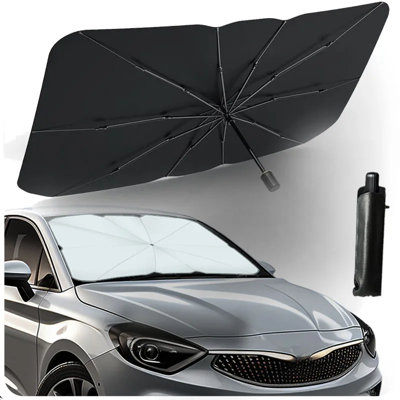 Custom Brand Logo Car Windshield SunShade Umbrella Folding Car Umbrellas Cover Uv Block Car Front Window Parasol For Promotion