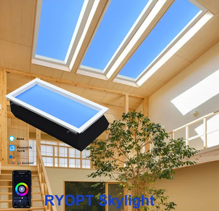Атмосферный Искусственный Солнечный свет skylight window Tuya app светодиодный светильник голубое небо потолочная панель лампа