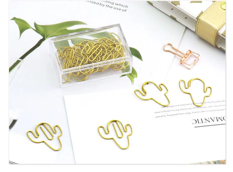 Imination gold cactus shape paper clip office & school use paperclip