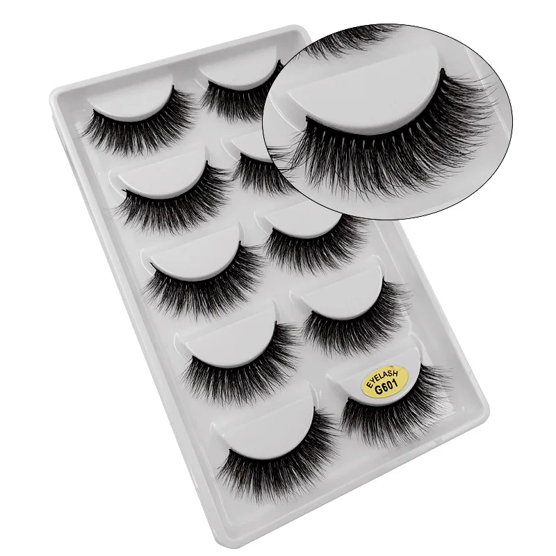 Real 5D Mink 5 pairs Multi-Layered Fake Eyelash Manufacturer G500 G600 G700 G800 false mink lashes