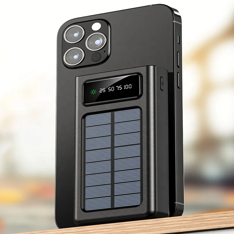 Solar Panel Power bank Energy solar power bank with wire 10000 20000 large capacity fast charge portable solar power bank