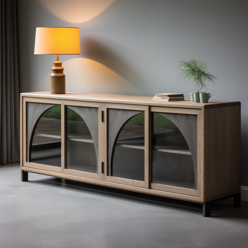 MRS WOODS Luxury Living Room Cabinet Furniture Kitchen Oak Solid Wood Sideboard Cabinet Sets