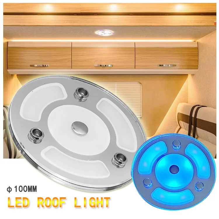 Высококачественный акриловый круглый светильник 12 В плавный затемненный потолочный теплый белый синий светодиодный купольный для морской лодки яхты RV