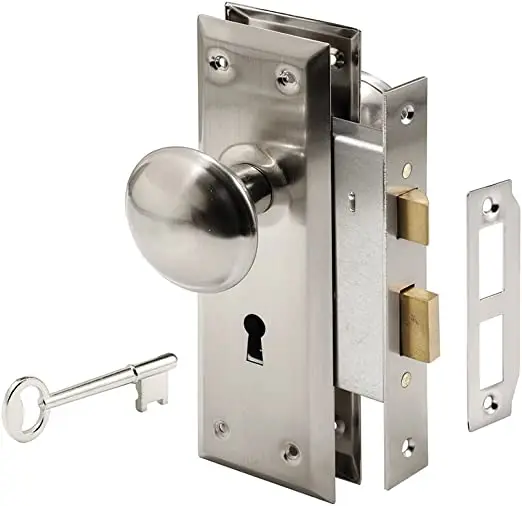Keyed Indoor Mortise Keyed Lock Set with gold steel Knob Fits 1-3/8 in to 1-3/4 in. Interior Doors,glass door knob