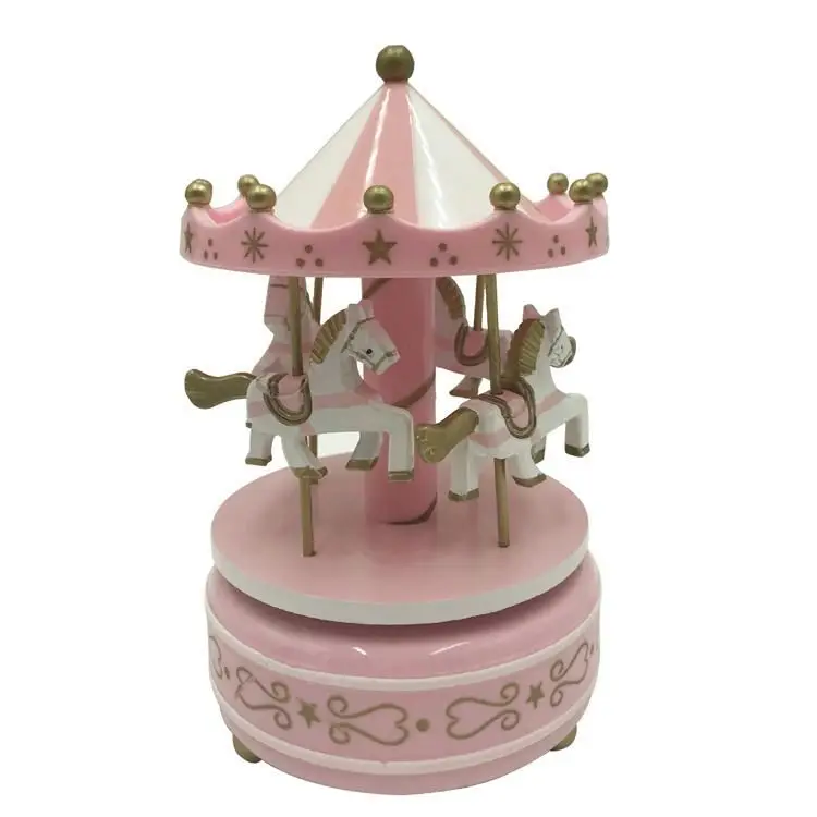 Sweety Pink Carousel Antique Music Box