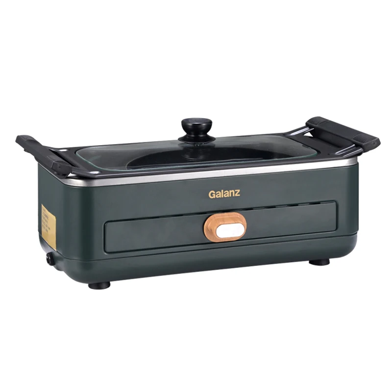 Домашняя электрическая барбекю-машина, легкая, безмасляная, для жарки и выпечки, встроенная решетка для гриля