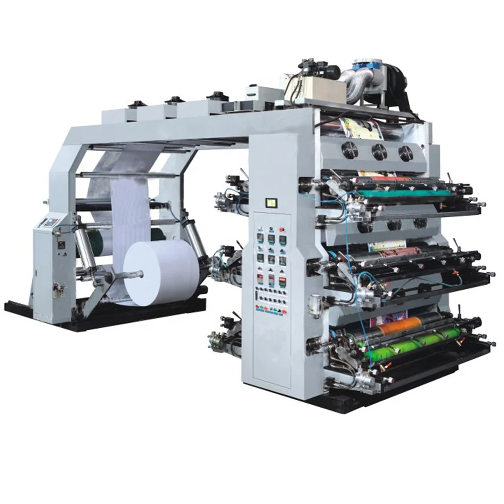 High Speed PVC UV Stack Foil BOPP PE Label Paper Cup Plastic Film Bag 2 6 8 4 Colour Flexographic Flexo Printing Machine Price