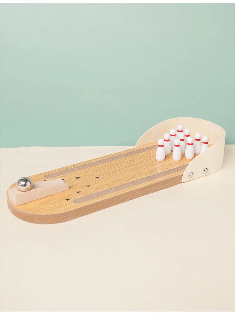 Hot Selling Funny Portable Mini Wooden Bowling Ball Game Toys New Released Kids Hands-on Skills Training Wooden Toys