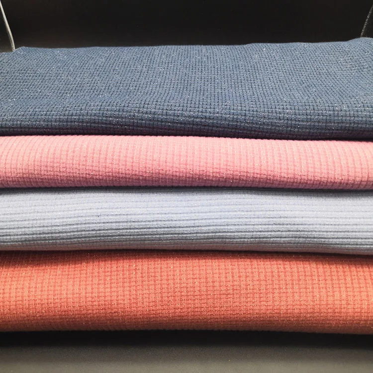 F-568 полиэфирное металлическое спандекс 2*1 ребристая трикотажная ткань для одежды