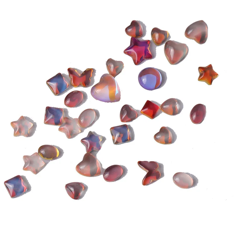 Hot Sale Brown-orange Rhinestones Late Autumn Nail Charms Shaped Flat Nail Jewels Decoration