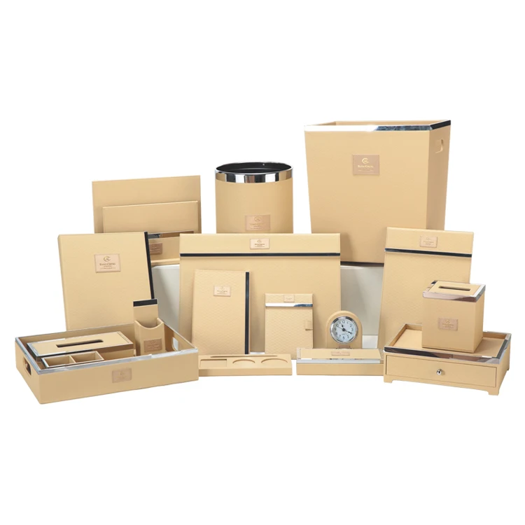High quality Hotel Room Amenities Holder Set ,Leather Hotel Guest Room Accessories, Hotel Room Accessories Leather Sets
