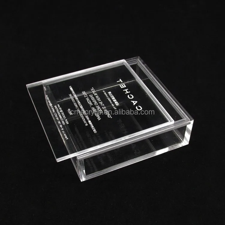 Custom Acrylic box clear acrylic display case 5side box with sliding lid storage slidw base plexiglass acrylic cube box