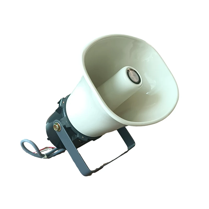 SPON Waterproof Dustproof PA Horn Speaker - 15 Watt 8 Ohm Low-Impedance Audio System - White Aluminum Shell