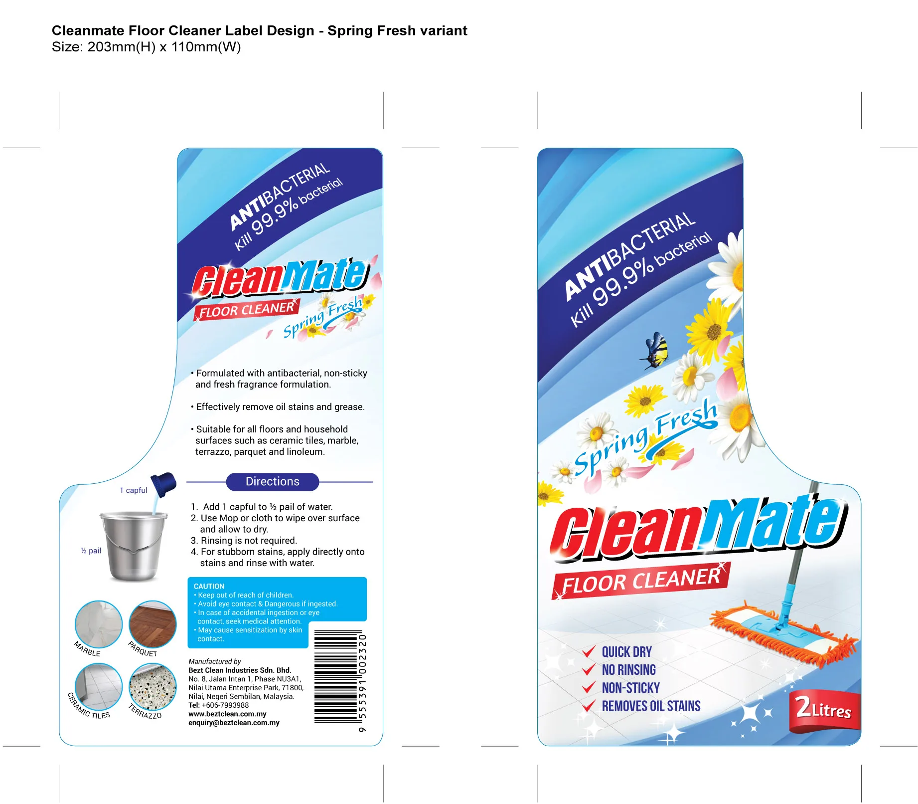 Floor Cleaner CleanMate Antibac Floor Cleaning Liquid Detergent Household Fast Dry Flooring Soap