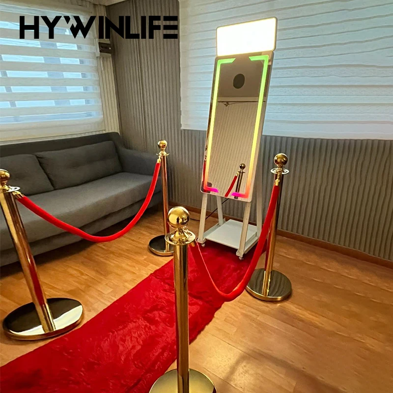 Newest unique selfie magic mirror photo booth touch screen photobooth machine 2023 for events