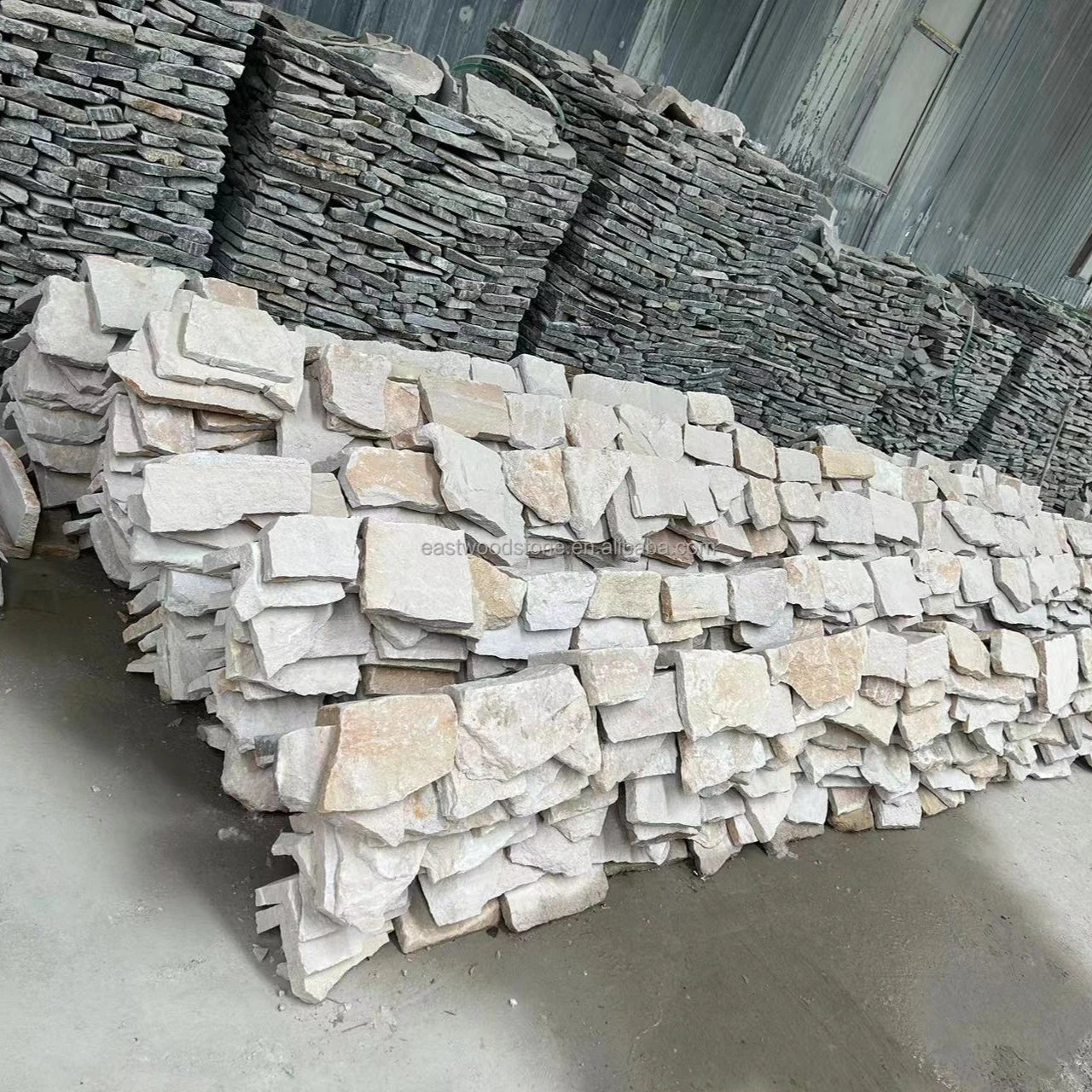 Factory price natural white rusty sandstone random loose stone wall cladding stone , wall facing stone exterior decorative