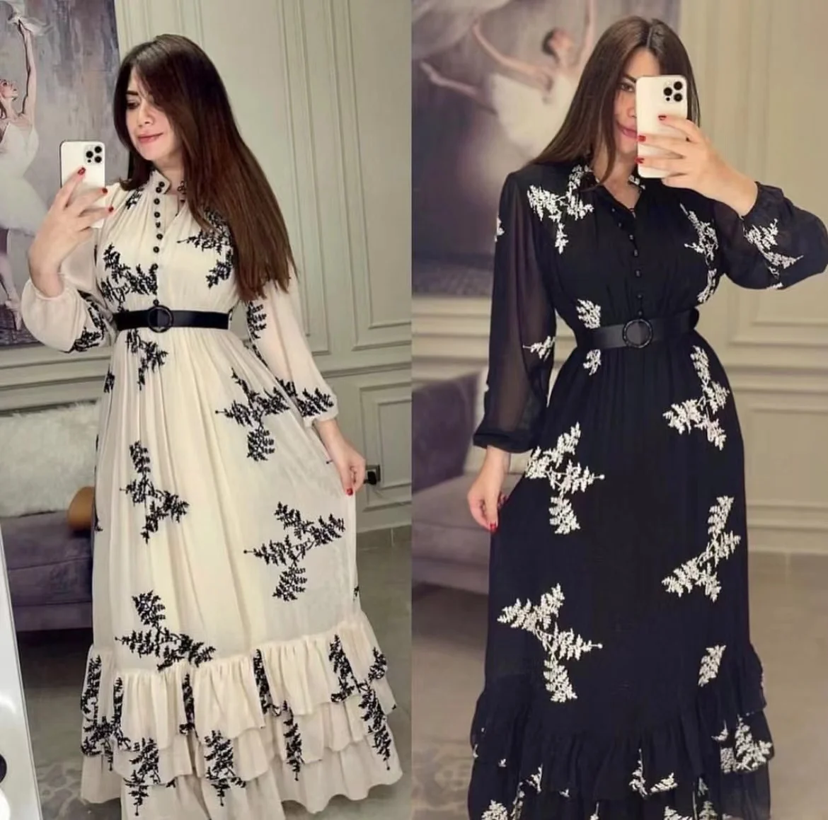 Spring Dress Popular Customized Career Dresses Muslim Women Dress Abaya Islamic Clothing Embroidery