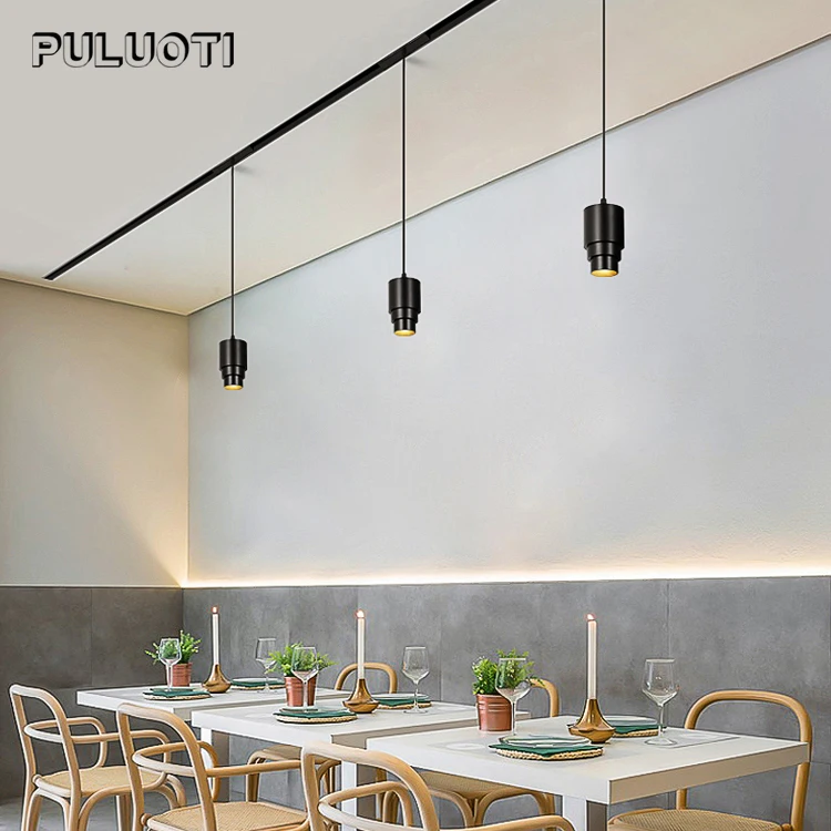 Puluoti New arrival magnetic segmented luxury decorative hanging black living room nordic modern led chandelier lamp