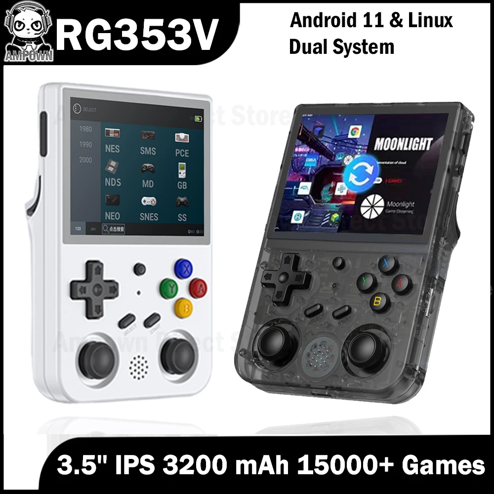 Anbernic RG353V 64GB Touch Screen Handheld Game Players Android 11 LINUX Dual System Portable Video Game Console  LantSun