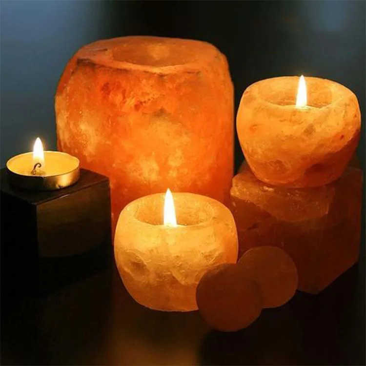 Wholesale Handmade Himalaya Salt Stone Lamp Candle Holder for Home Decor