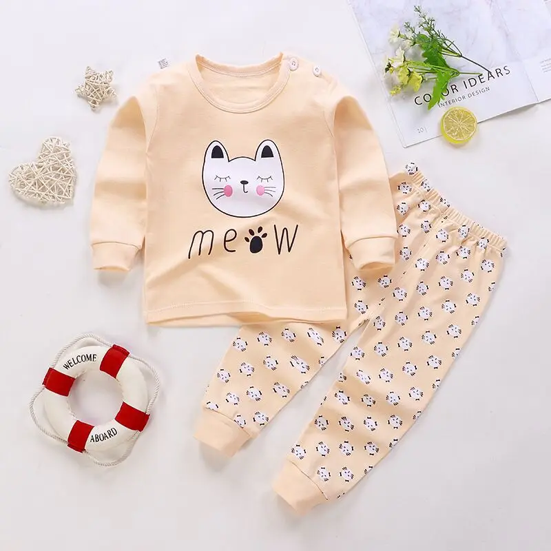 
Autumn 100% Cotton Home Clothing Kids Clothes Sets for Children with Cartoon Printing and Dyeing for Boys and Girls 