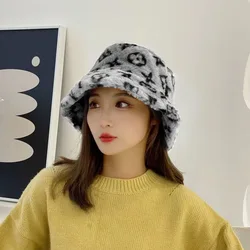 RTS Latest Faux Fur Warm Bucket Hats High Quality Acrylic Women Winter Hats Plush Knitted Hat Outdoor Gorras