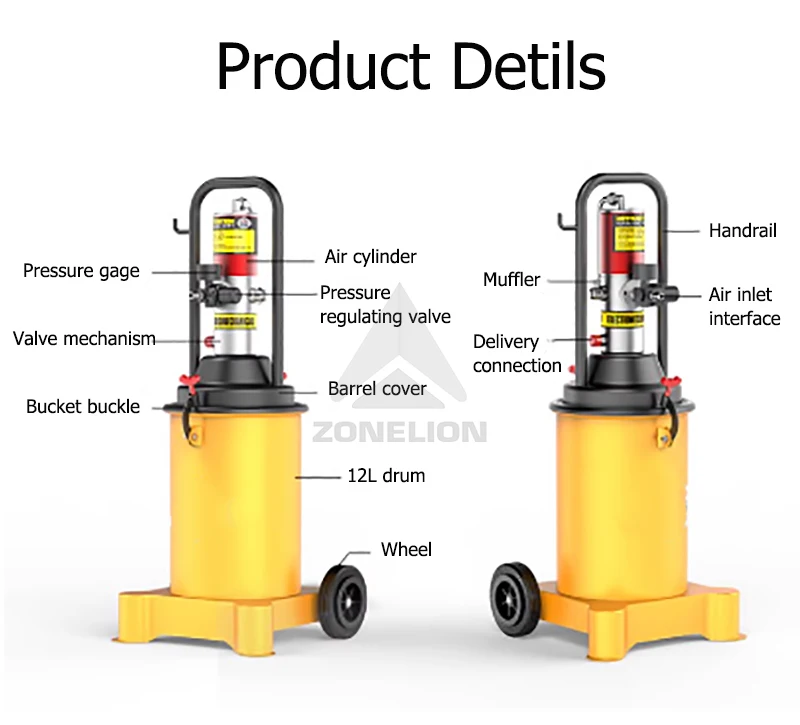 20L Bucket Air Operated Automatic/ Auto Manual Pneumatic Grease Gun Pumps Grease Lubricator Air Grease Pump