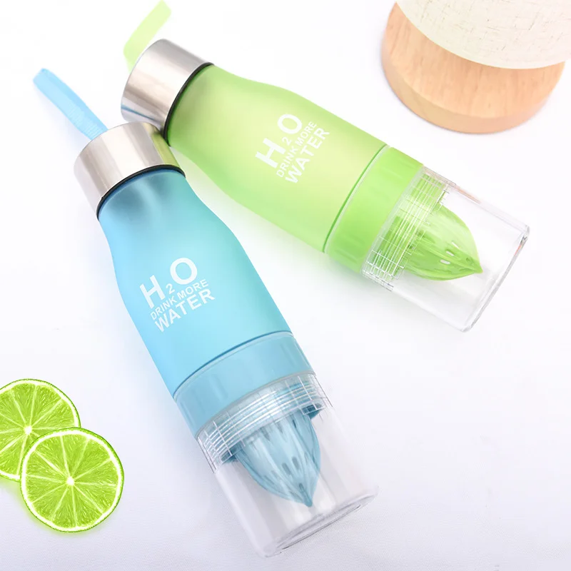 Colorful H2O 650ML Plastic Lemon Juice Fruit Infuser Water Bottle