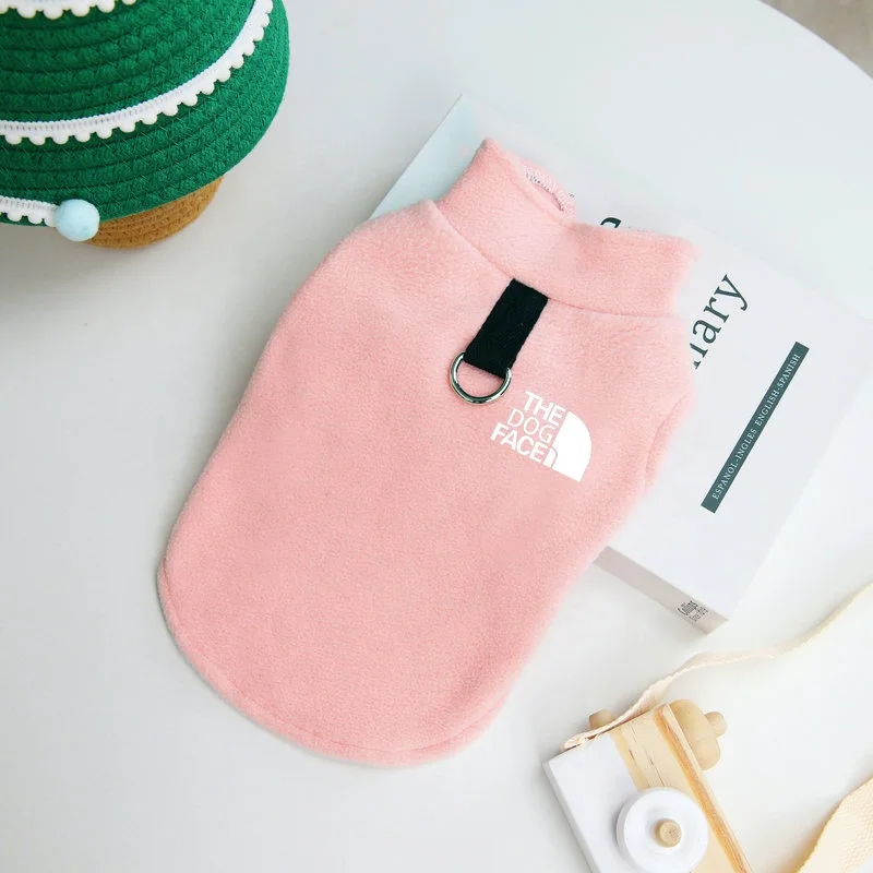 Hot selling autumn and winter pet clothing fleece trend brand pet pull loop vest thickened dog clothing jacket