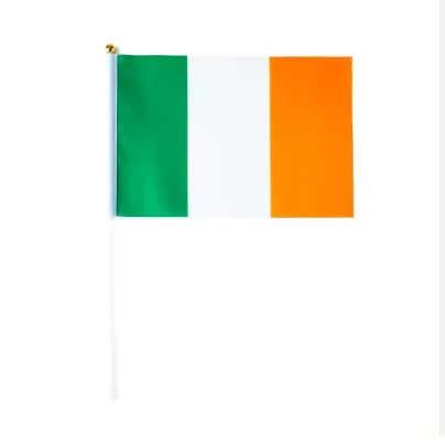 Wholesale 14*21cm Mini India Flag Polyester Fabric Hand Waving Held Flag With Plastic Pole