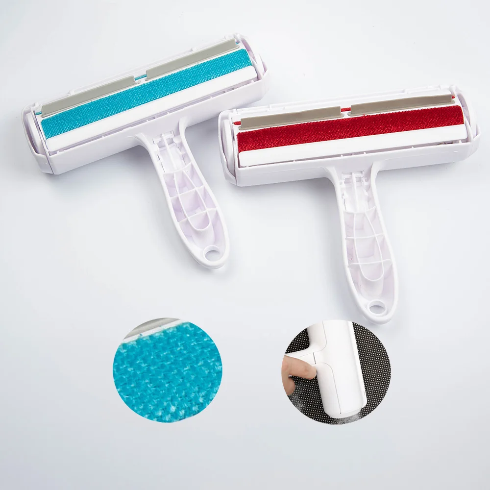 Custom Logo Self Cleaning Chom Reusable Dog Cat Pet Hair Remover Brush Lint Roller Pet Fur Hair Remover for Pets Cleaner Brush