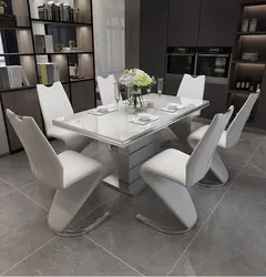 Modern tempered glass extending square dining table set Dining table and chair