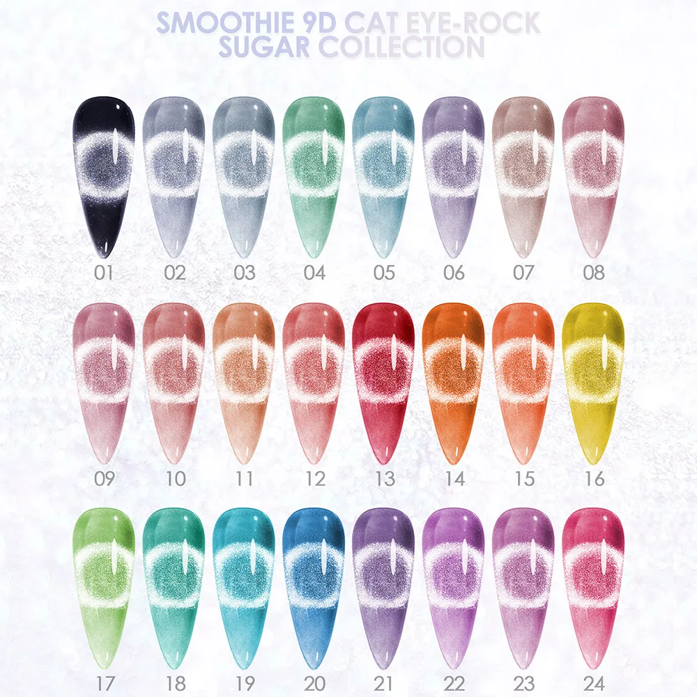 Private Label BOZLIN New Arrival 24 Colors Series Smoothie 9D Translucent Cateye Magnetic Nail Gel Cat Eye Nail Polish