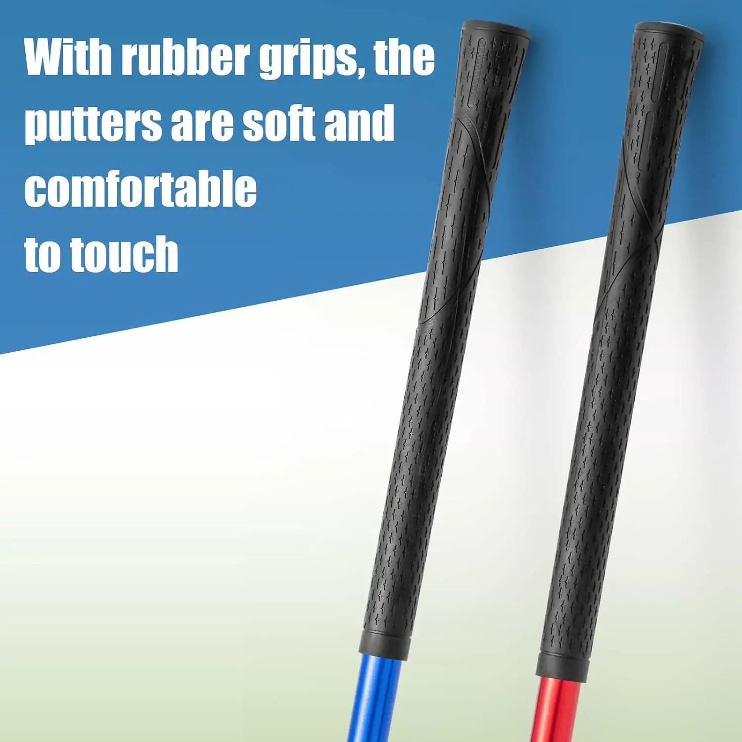 Two 2-segment bidirectional telescopic golf putters are suitable for any left-handed or right-handed golfer with 8 balls.