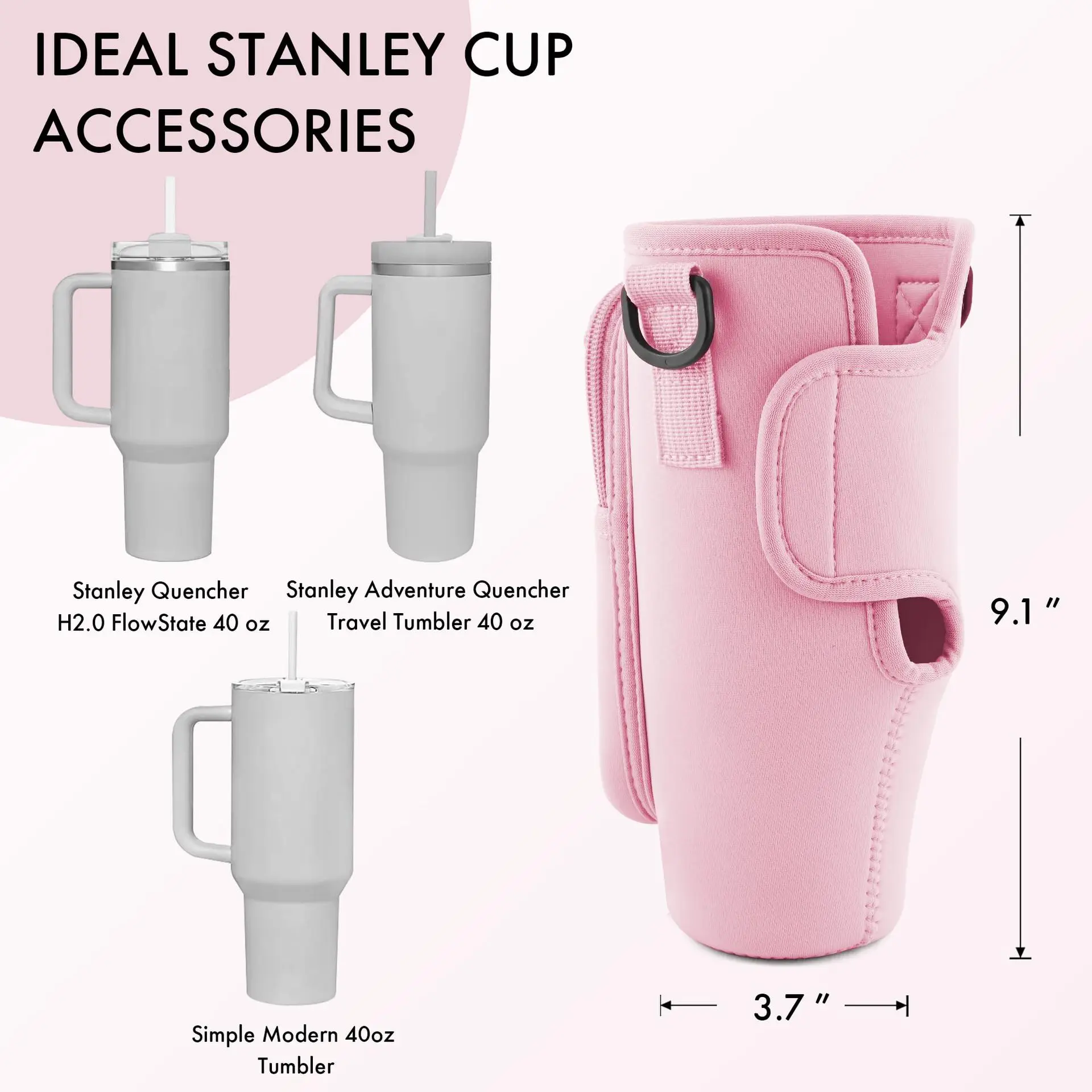 Sports Fitness Kettle Cover 40Oz Ice Cream Handle Cup Cover Neoprene Adjustable Shoulder Strap Outdoor Water Bottle Bag