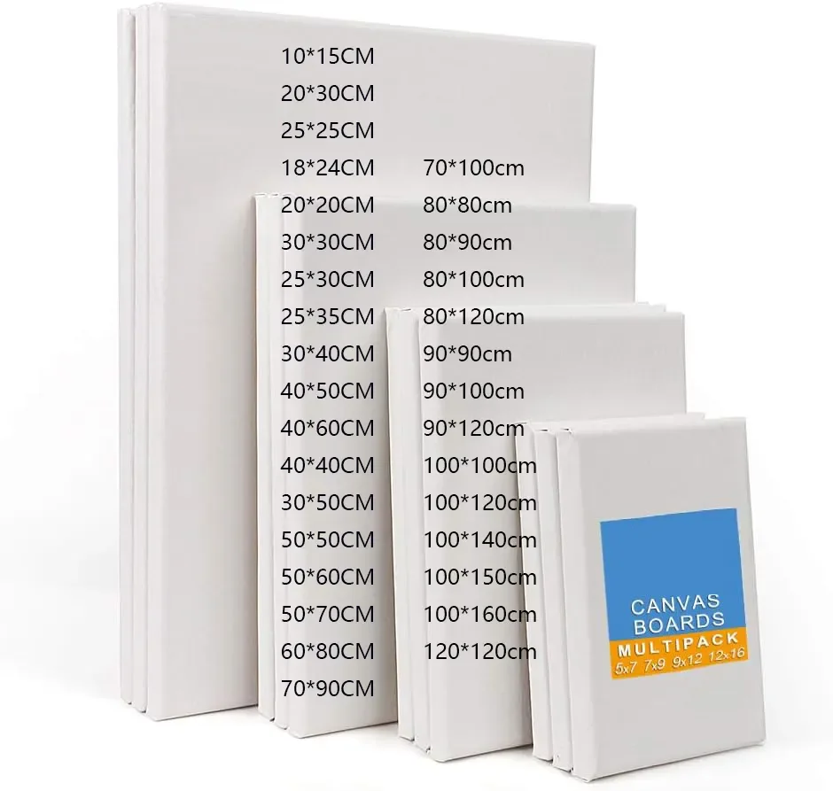 Customized Size Professional OEM Cotton canvas boards drawing painting canvas white Blank stretched canvas art custom