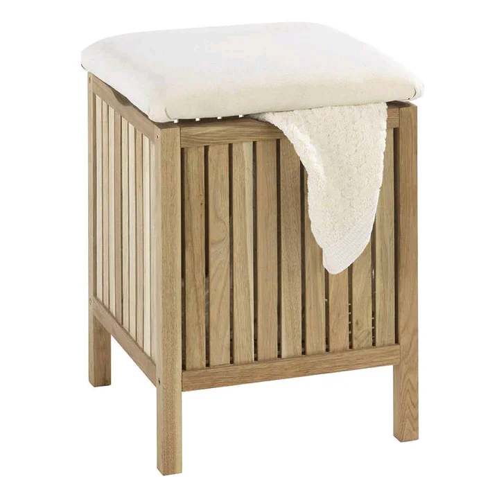 Combohome Wood Laundry Hamper with Lid Bathroom Cabinets in Laundry Basket Bathroom Towel Basket with Seat