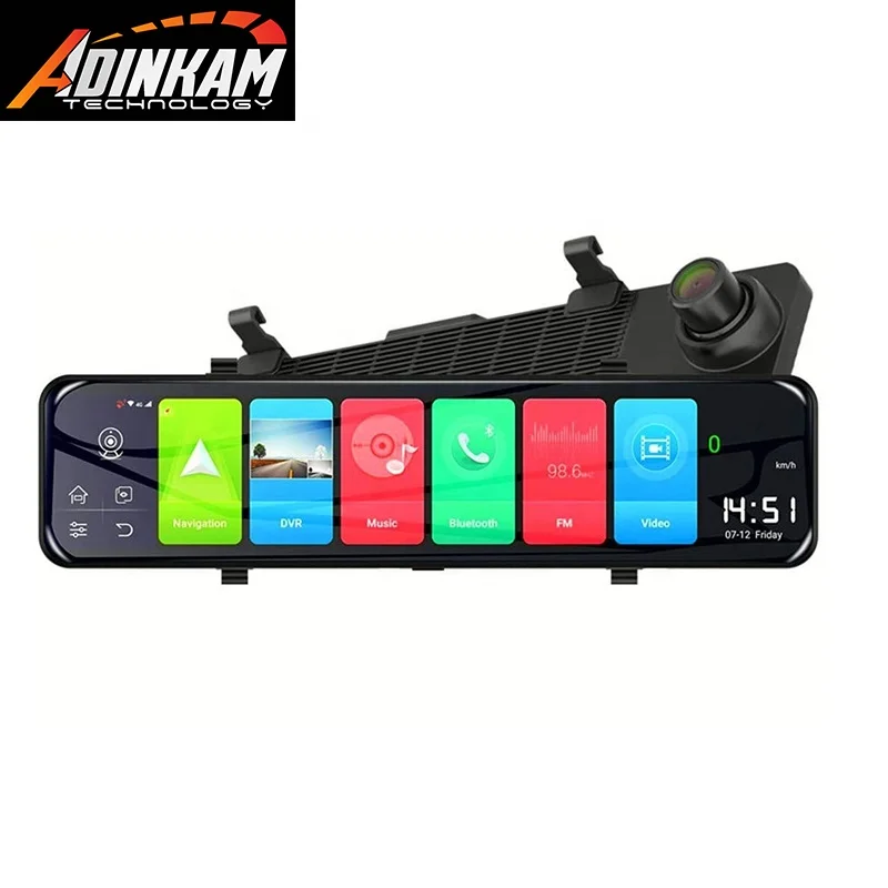 4g 12 'сенсорный экран Android 8 зеркало заднего вида потокового видео видеорегистратор с двумя объективами 1080P Автомобильный GPS firstscene V-26A