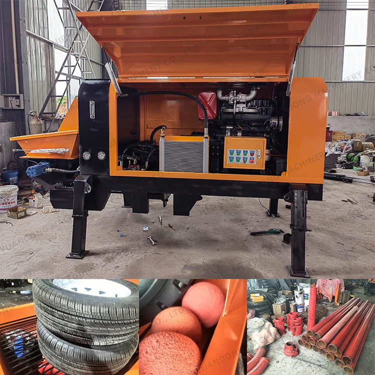 Diesel 8m3h Mini Hydraulic Secondary Structure Engine Machine Electric Small Inclined Concrete  Mortar Conveying Pump Plant