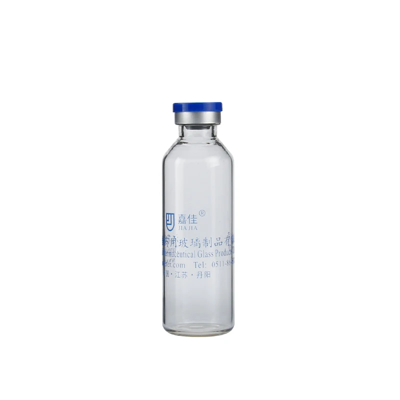 Glass Bottles with Aluminum Caps and Rubber Plug 1-100ml Glass Vial Cheaper Price Screen Printing Cosmetic Clear Round Cap ISO