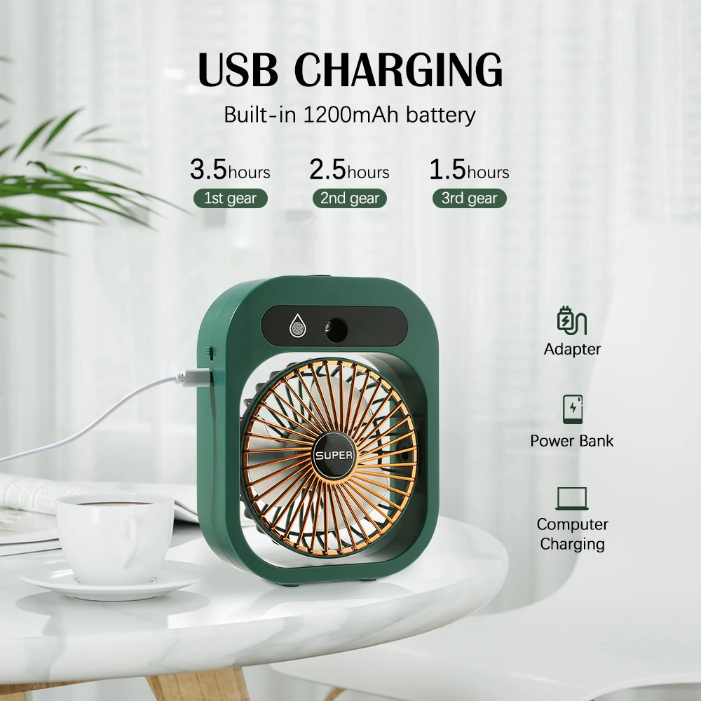 USB Перезаряжаемый Настольный кондиционер для холодного тумана маленькие увлажняющие настольные вентиляторы распыления воды