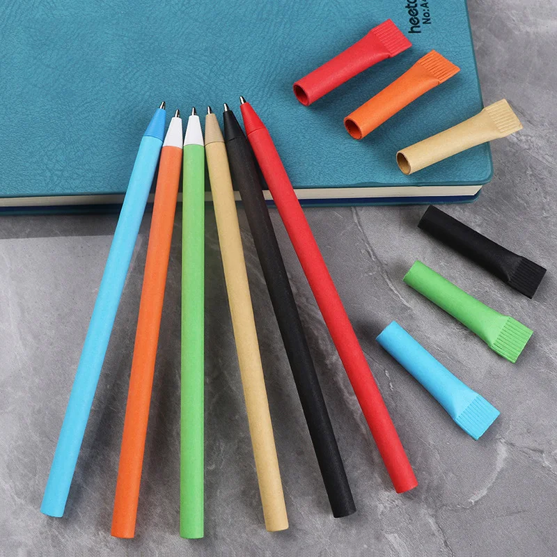 Wholesale custom logo very cheap ballpen printing/recycle kraft paper ballpoint pen/advertisement of ballpen supplier