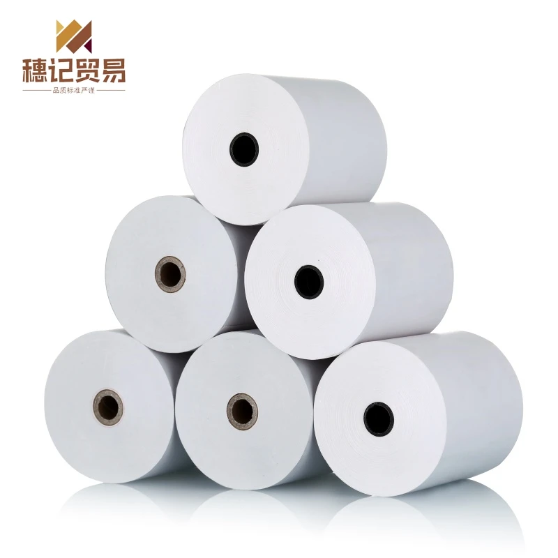 Wholesale Wood Pulp Cash Register Paper Bank Supermarket Receipt 80*80mm 20 Rolls Per Box 65gsm Jumbo Rolls Thermal Paper
