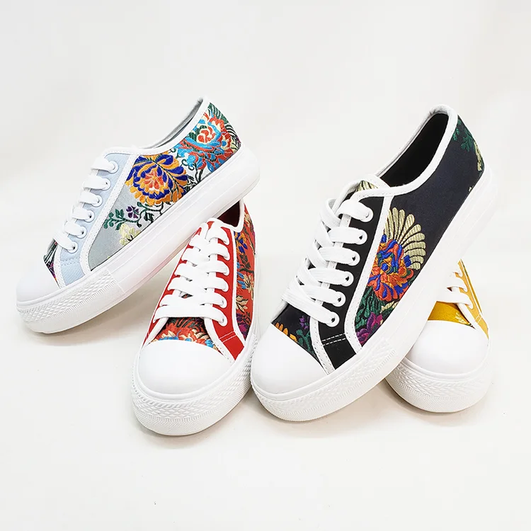 Women  vulcanized canvas shoes  chinese wind lace-up casual flat shoes