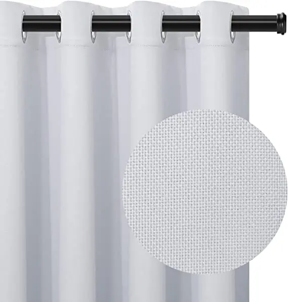 High-Technology Series White Color 100% Blackout Curtains Solid Smooth Linen Curtains For living Room And Bedrooms