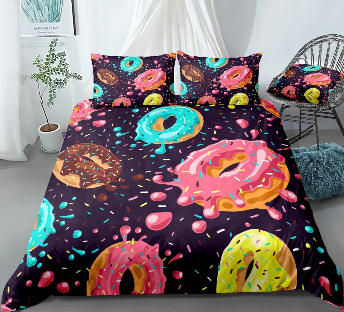 
Birthday cake 4 Pcs Bedsheets 100% Cotton Bedding Comforter Sets with pillowcase for home decor 