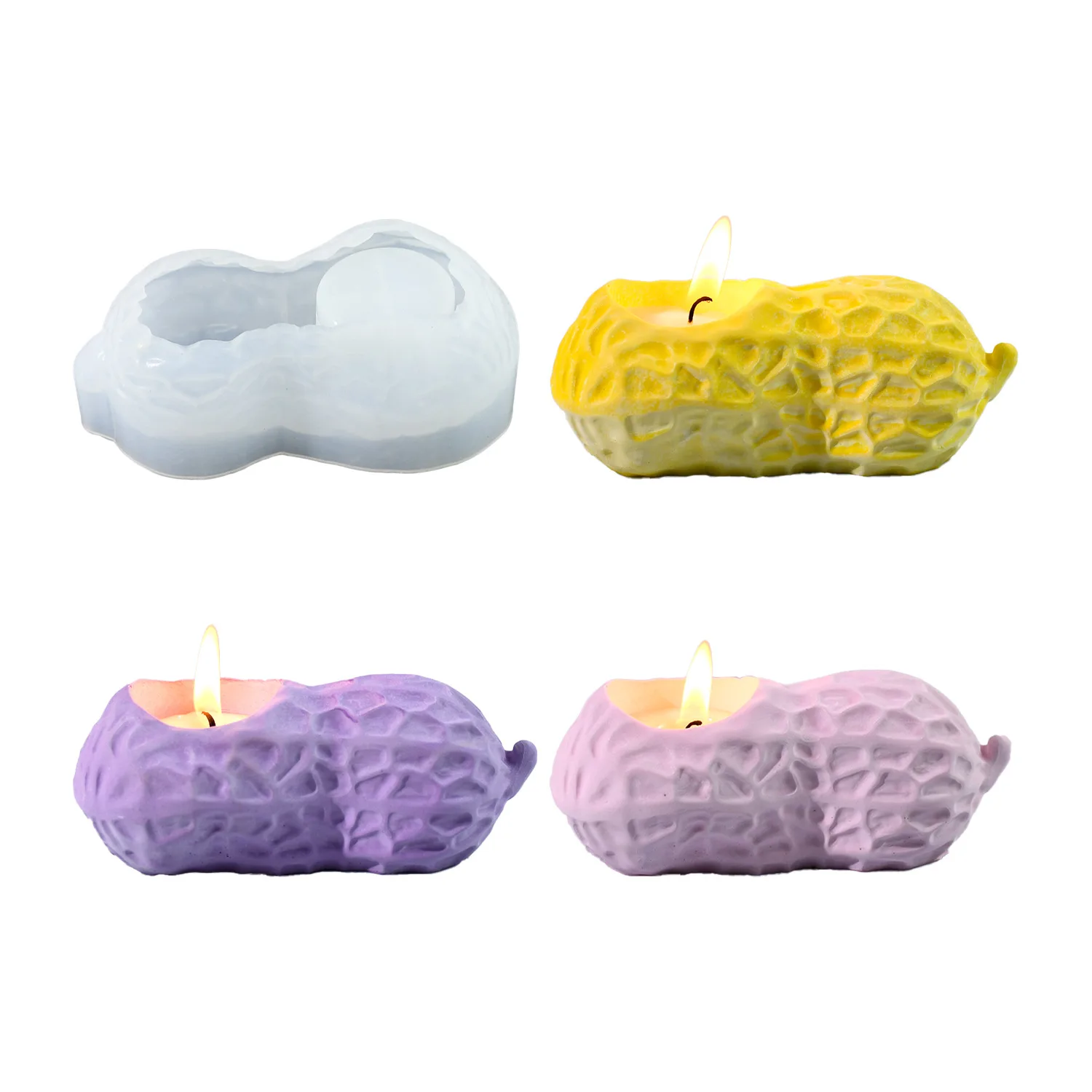 diy glue mold simulation peanut candlestick silicone mold gypsum aromatherapy candle decoration
