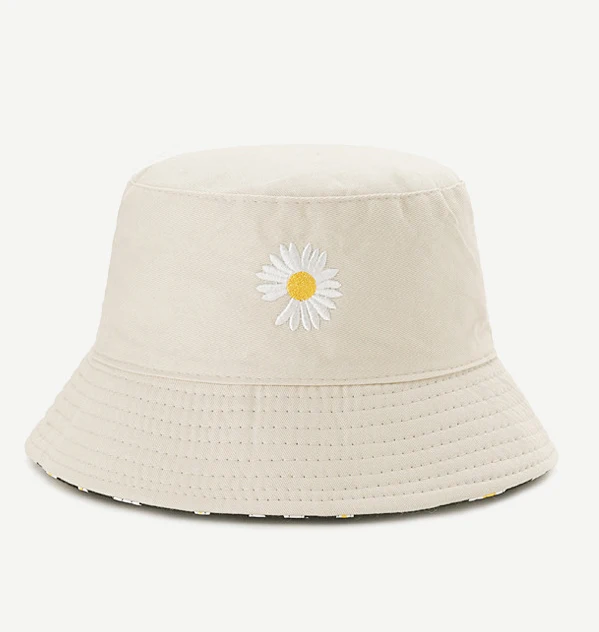2342 Full Printed Small Flowers Trendy Men and Women Sun Protection Bucket Hat Reversible