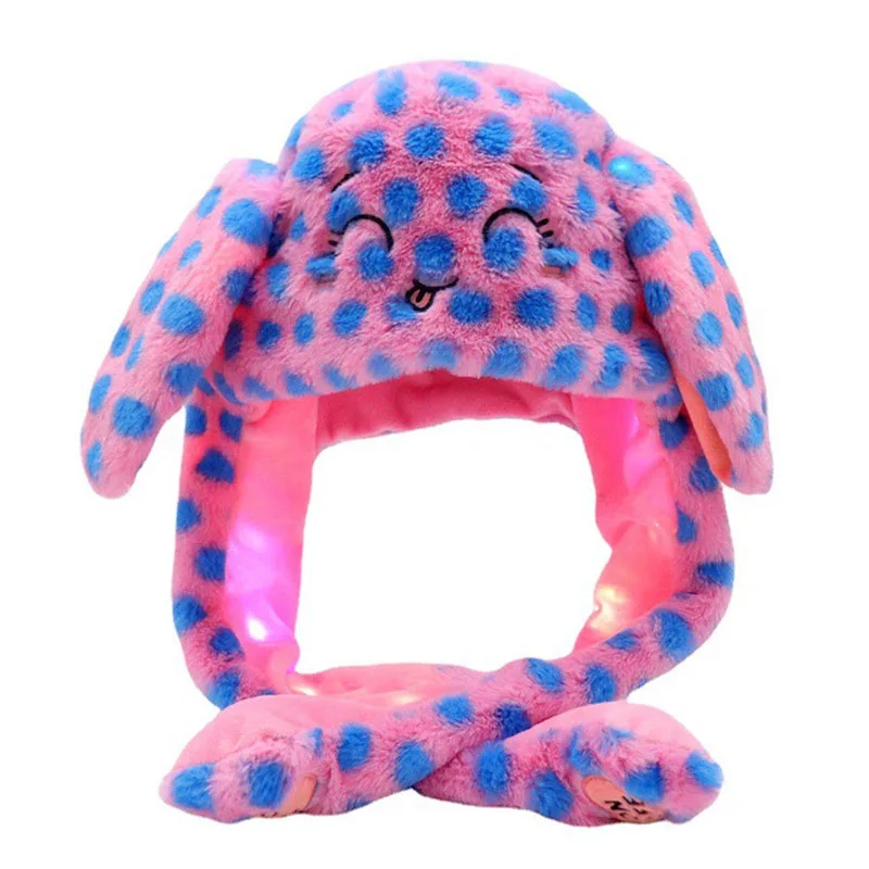 Girls Cute Animal Plush Bunny Hat Children Airbag Moving Ears Up Hats Stuffed Cosplay Party Fancy Cartoon Winter Hats